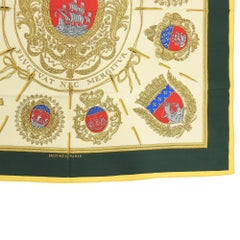 Hermes Les Armes de Paris Dark Green 90cm Silk Scarf