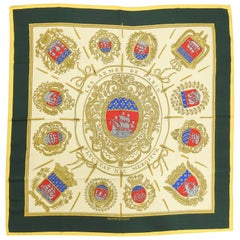 Hermes Les Armes de Paris Dark Green 90cm Silk Scarf