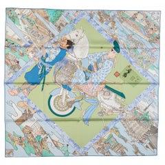 Hermès Silk Scarf Belle Ile Le Port Saint Tropez Dauchez Boats 90 cm Rare  at 1stDibs