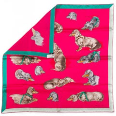 Hermès Les Bassets Alemands Red Scarf