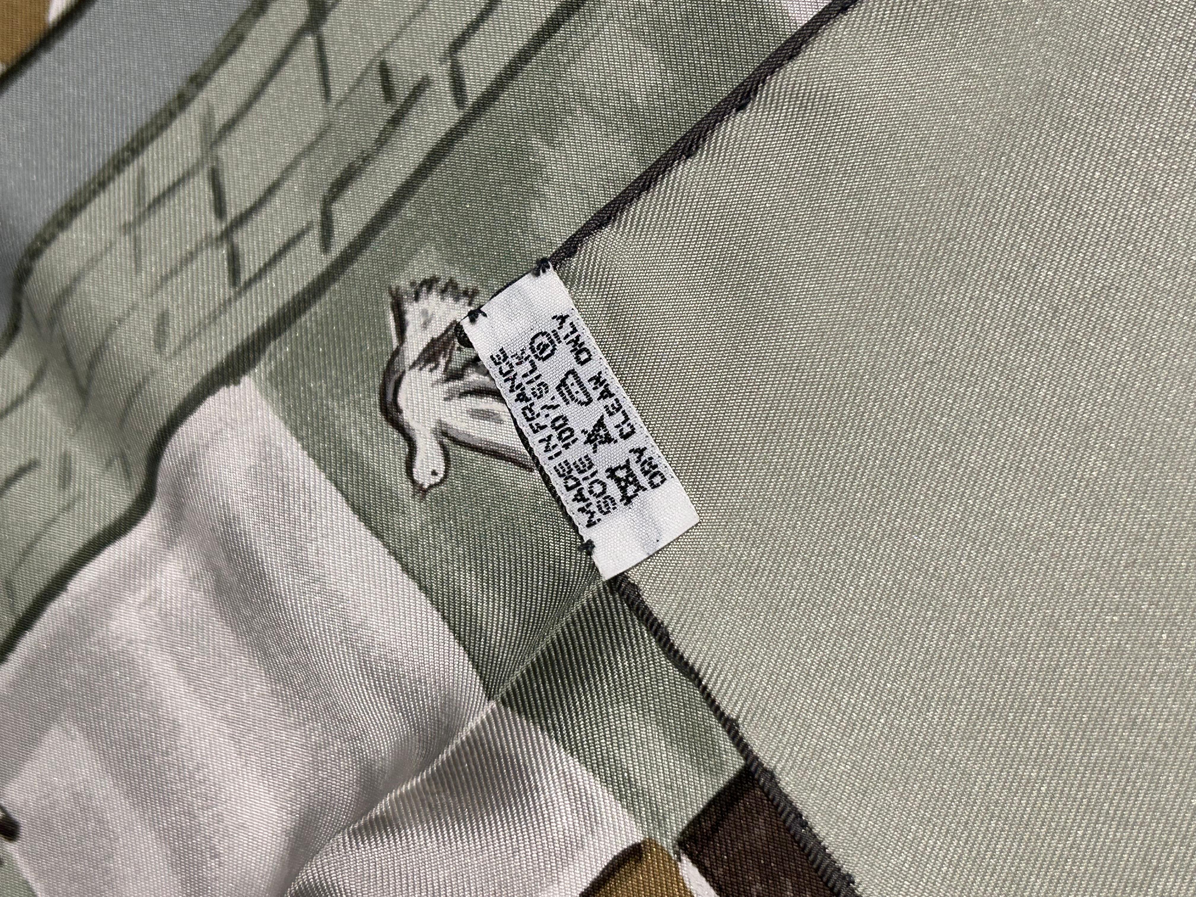 Hermes Les Boxes Silk Scarf 90 in Sage Gray 4
