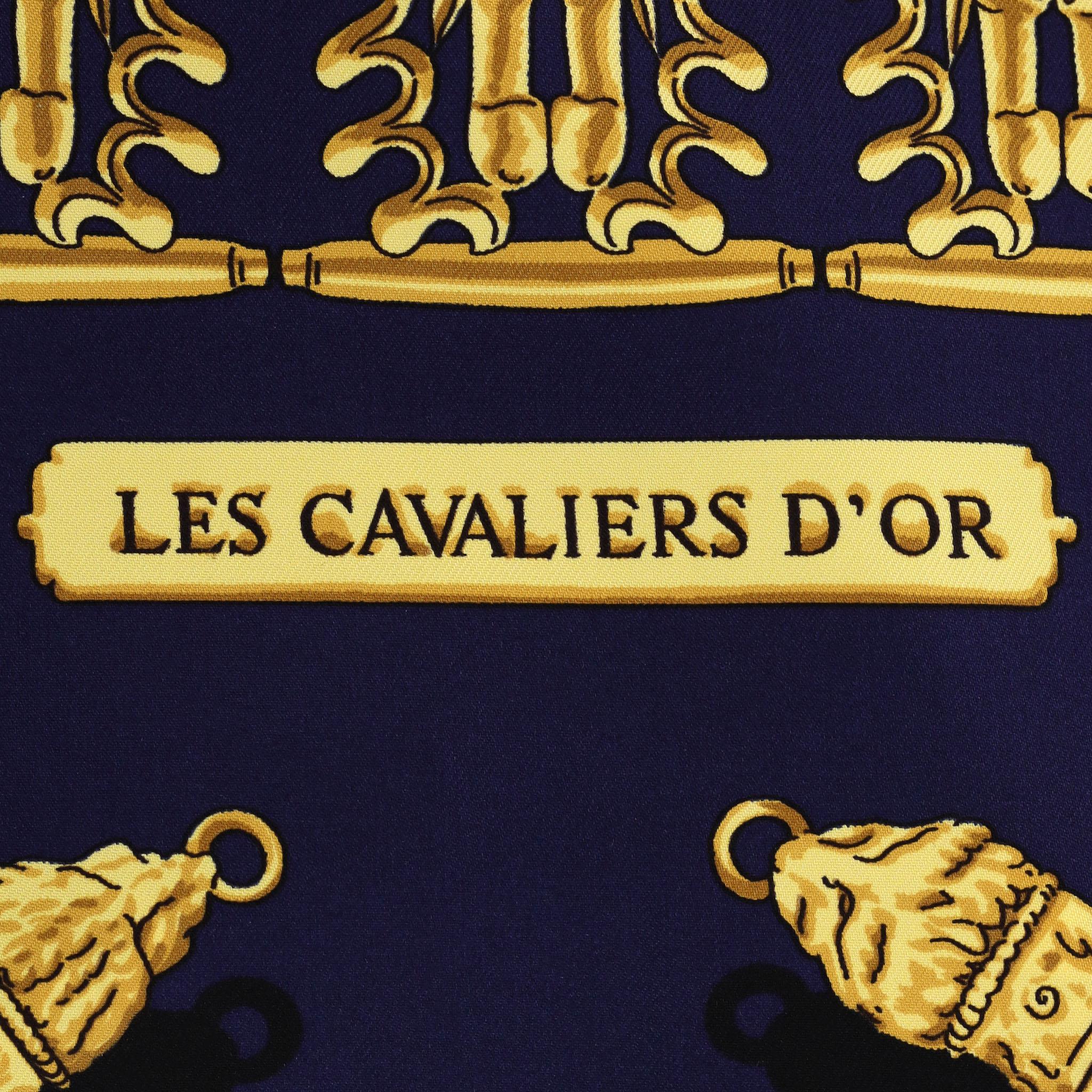 Hermes Les Cavaliers D'or Silk Scarf For Sale 3