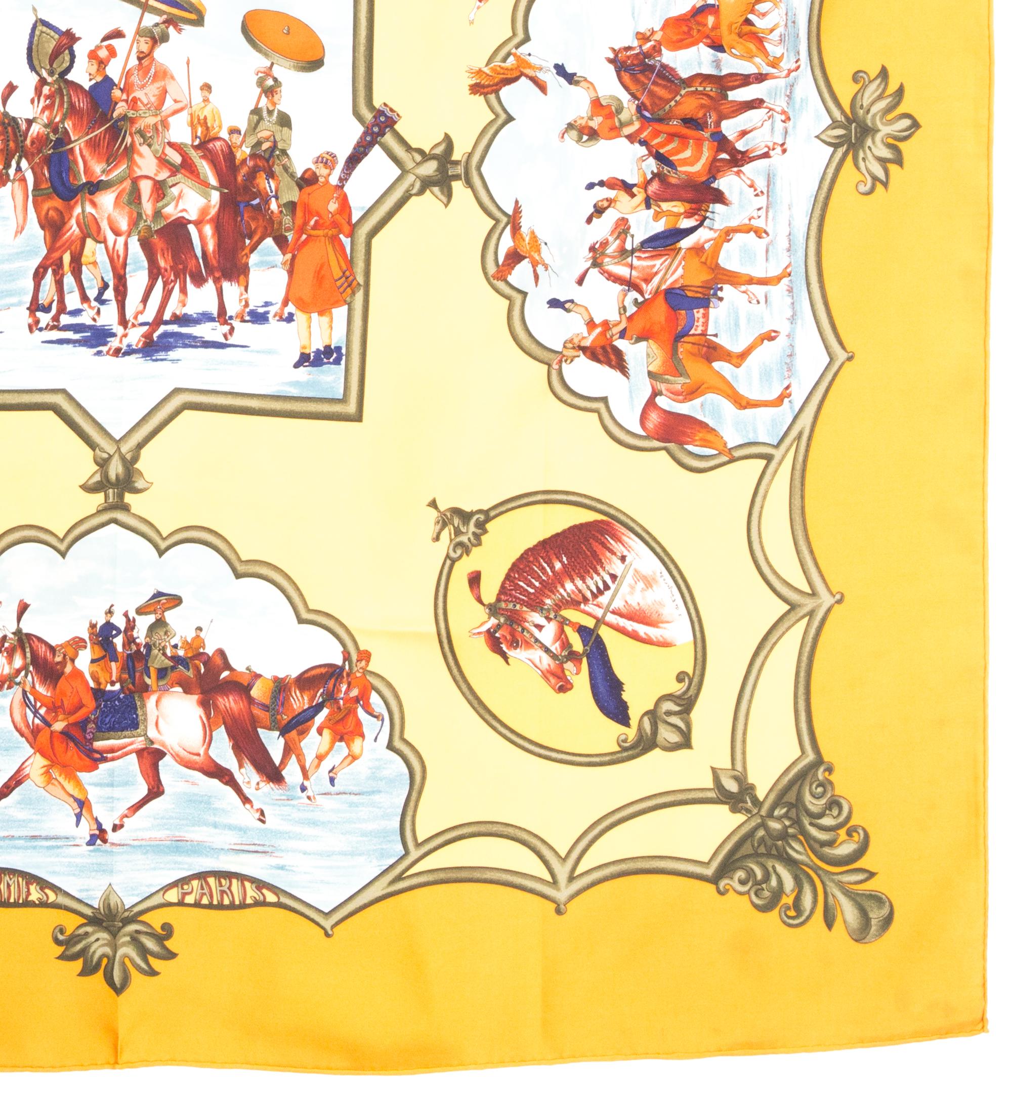 Femenino o masculino Pañuelo de seda Hermes Les Chevaux des Moghols by J. de Fougerolle en venta