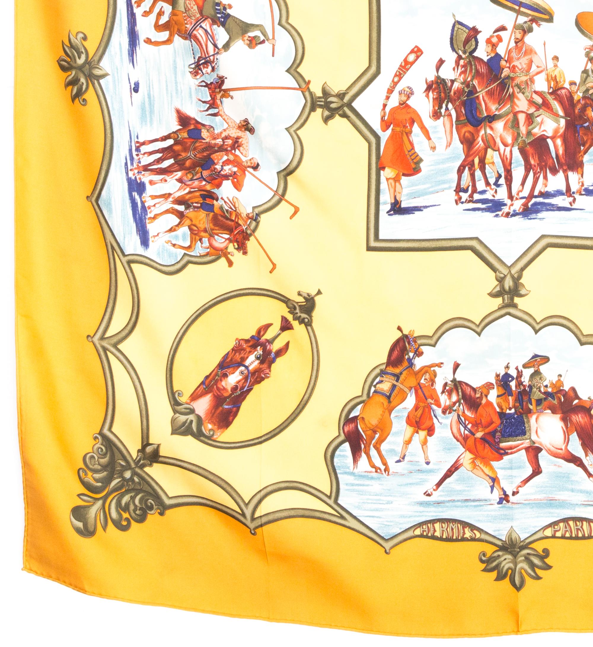 Pañuelo de seda Hermes Les Chevaux des Moghols by J. de Fougerolle en venta 1