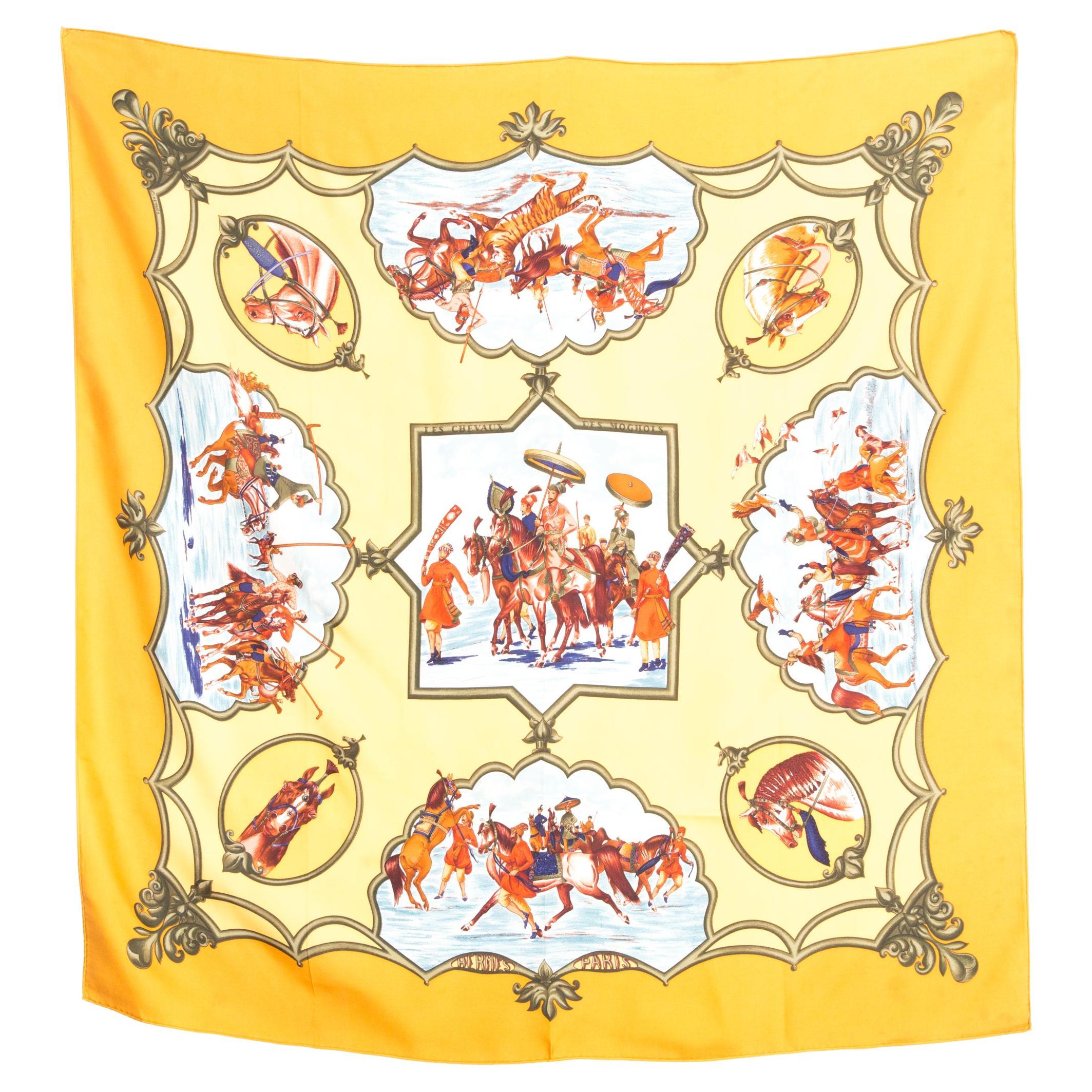 Pañuelo de seda Hermes Les Chevaux des Moghols by J. de Fougerolle
