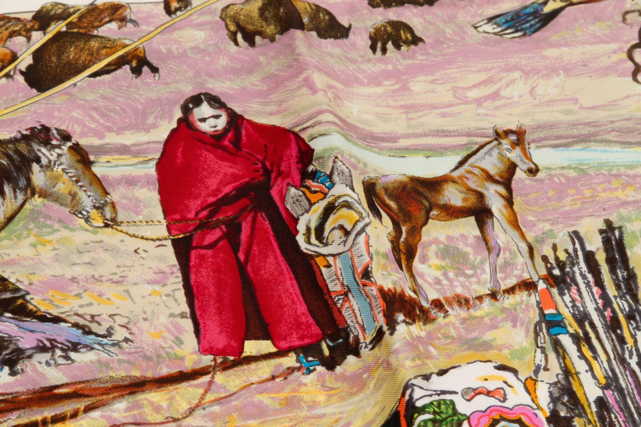 Hermes Les Cheyennes Silk Scarf Oliver In Excellent Condition In West Hollywood, CA