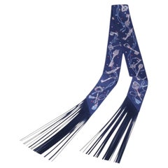 Hermès Les Clés à Pois Fringed Twilly Bleu Marine - '20s