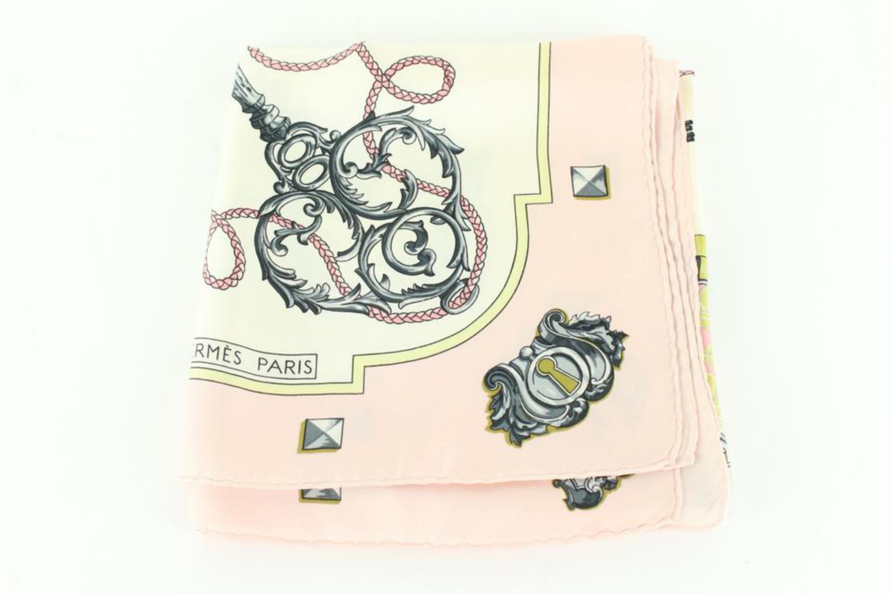 Hermès Les Cles Pink Silk Scarf 77h523s 5