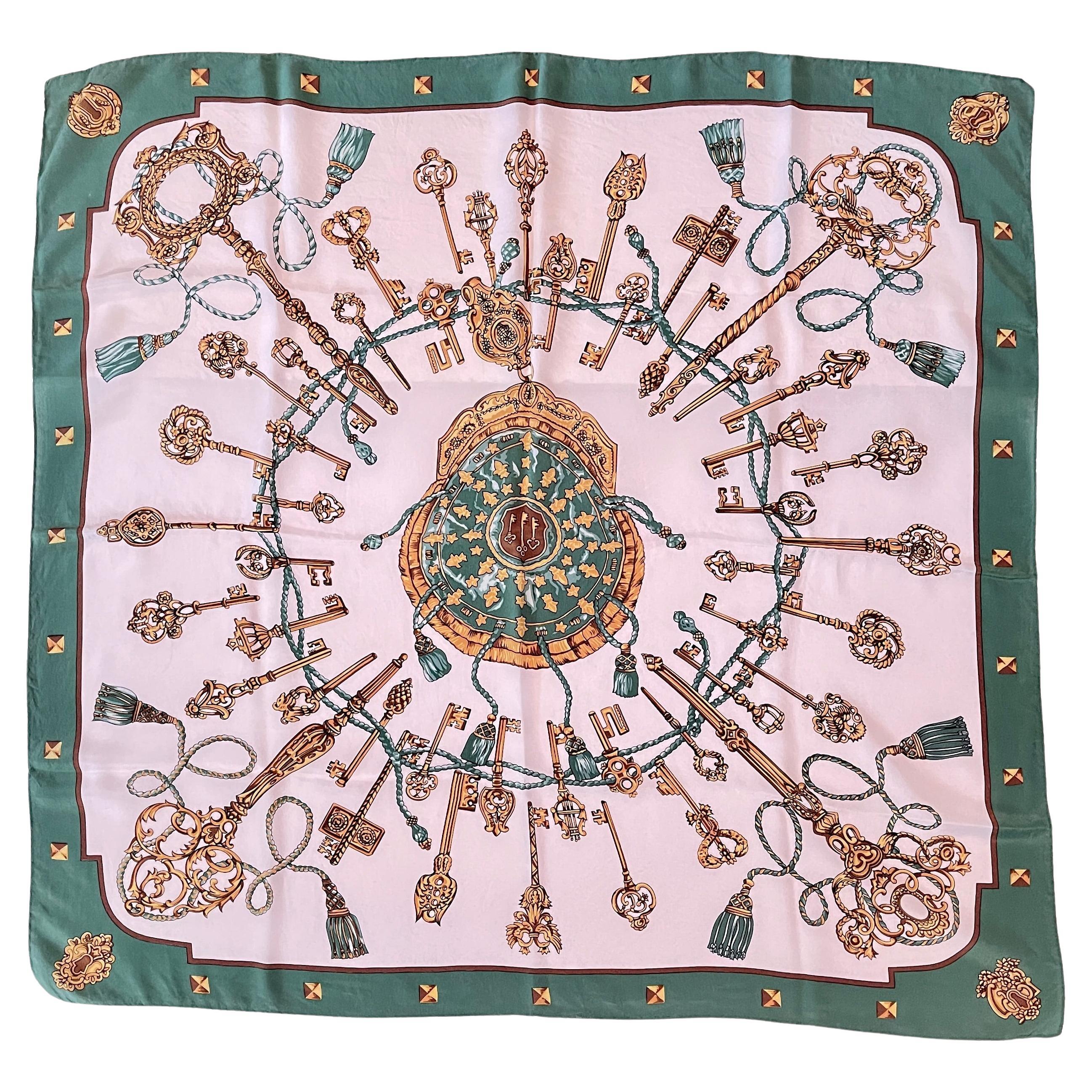 Pañuelo de seda vintage HERMÈS Les Clés, Francia Francés en venta