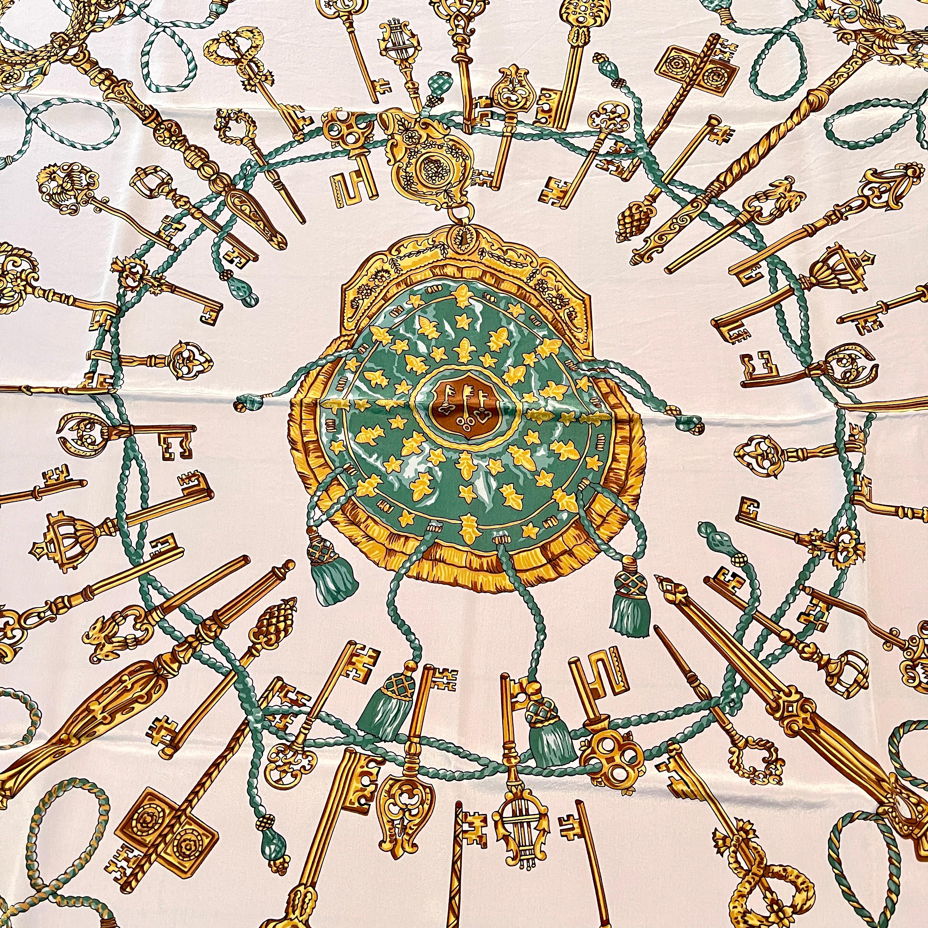 Hermès Les Clés Vintage Silk Scarf, France For Sale 2