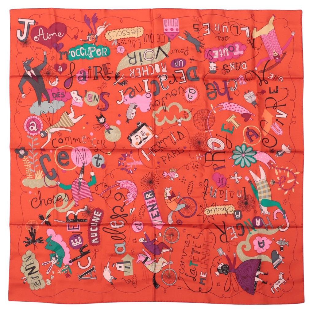 Hermès Les Confessions Scarf Silk Red For Sale