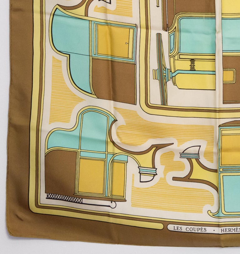 Hermes Les Coupes by F de La Perriere Silk Scarf In Good Condition For Sale In Paris, FR