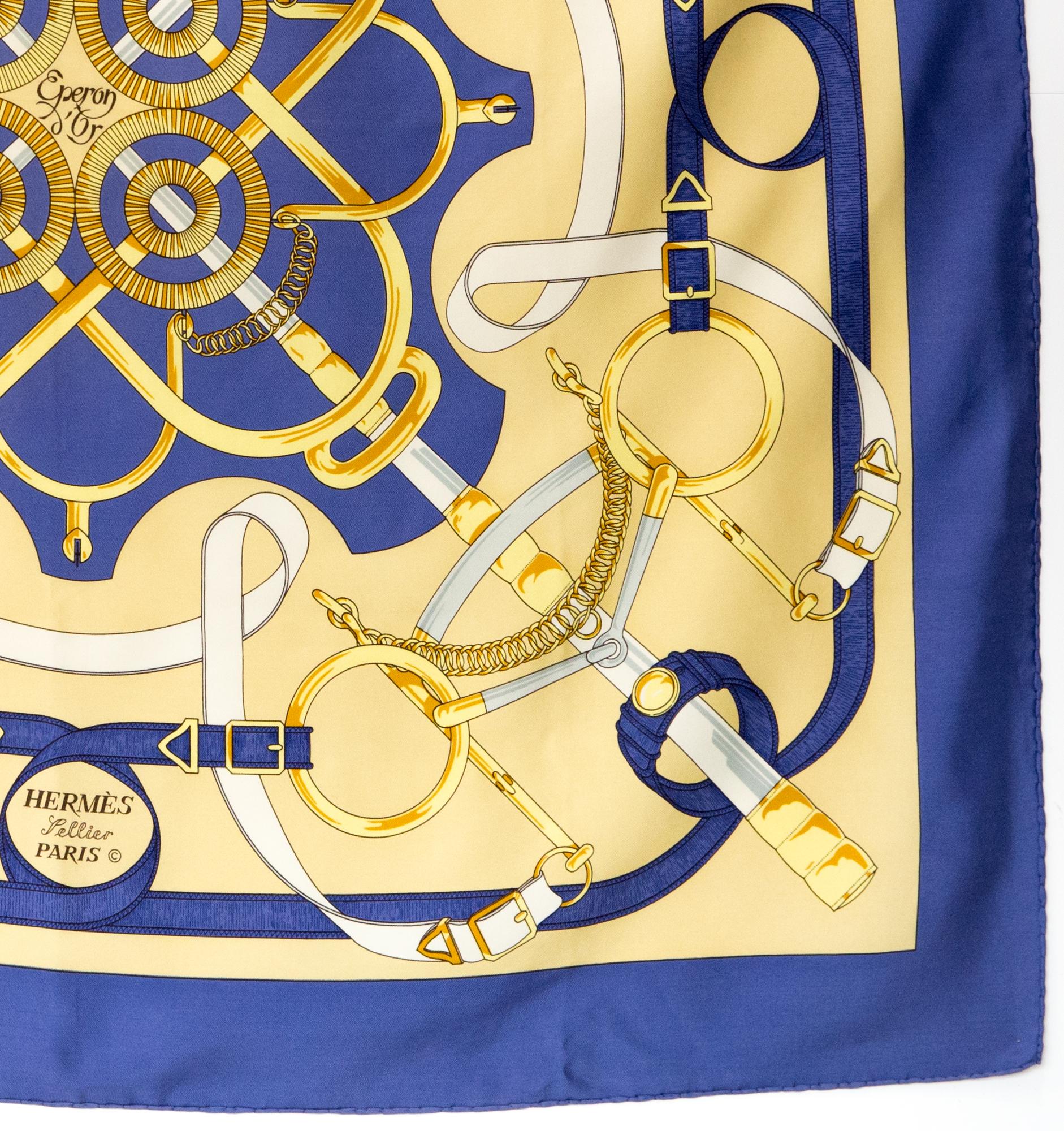 Hermes Les Eperons d Or by H dOrigny Silk Scarf In Good Condition For Sale In Paris, FR