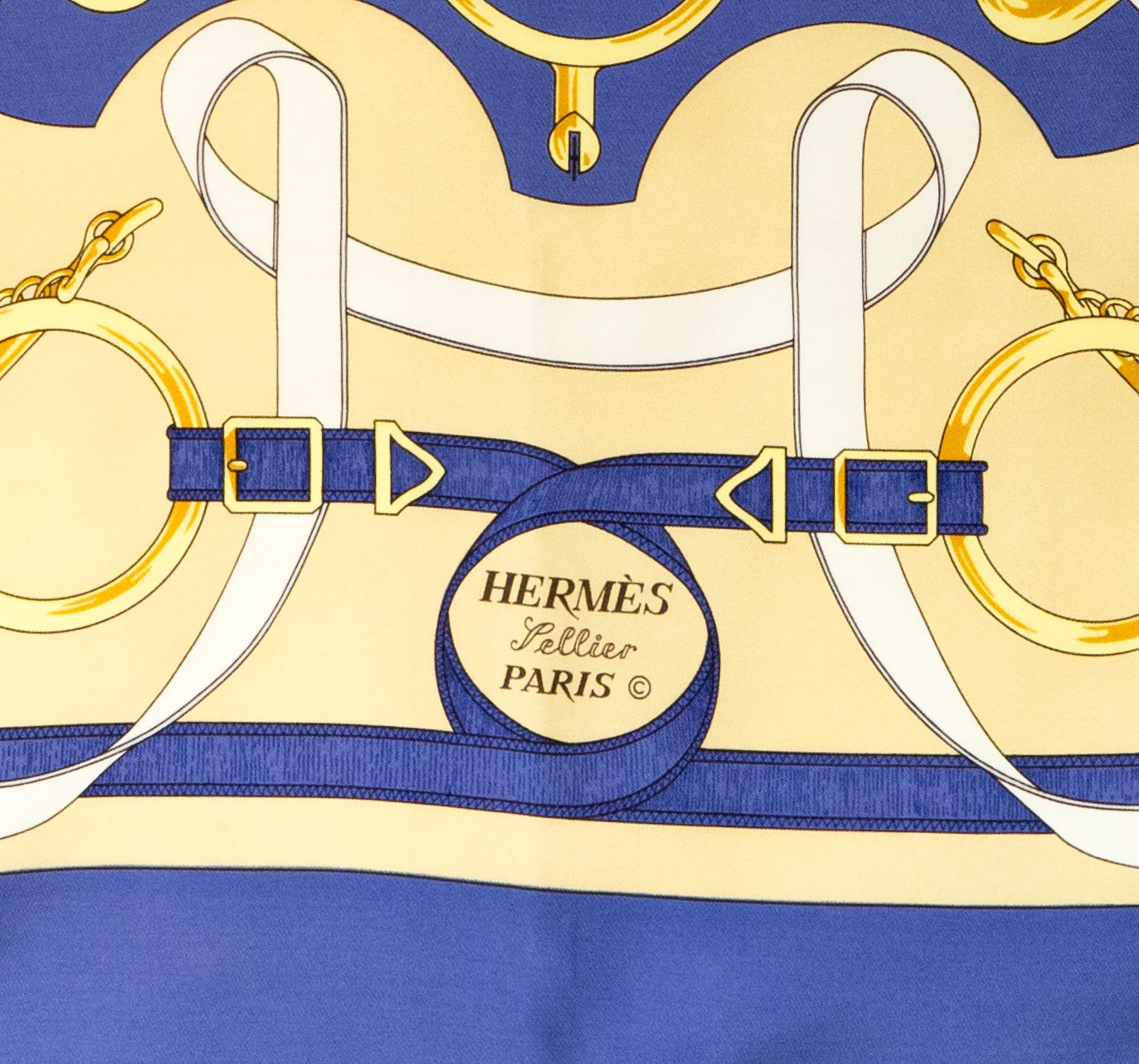 Hermes Les Eperons d Or by H dOrigny Silk Scarf For Sale 1