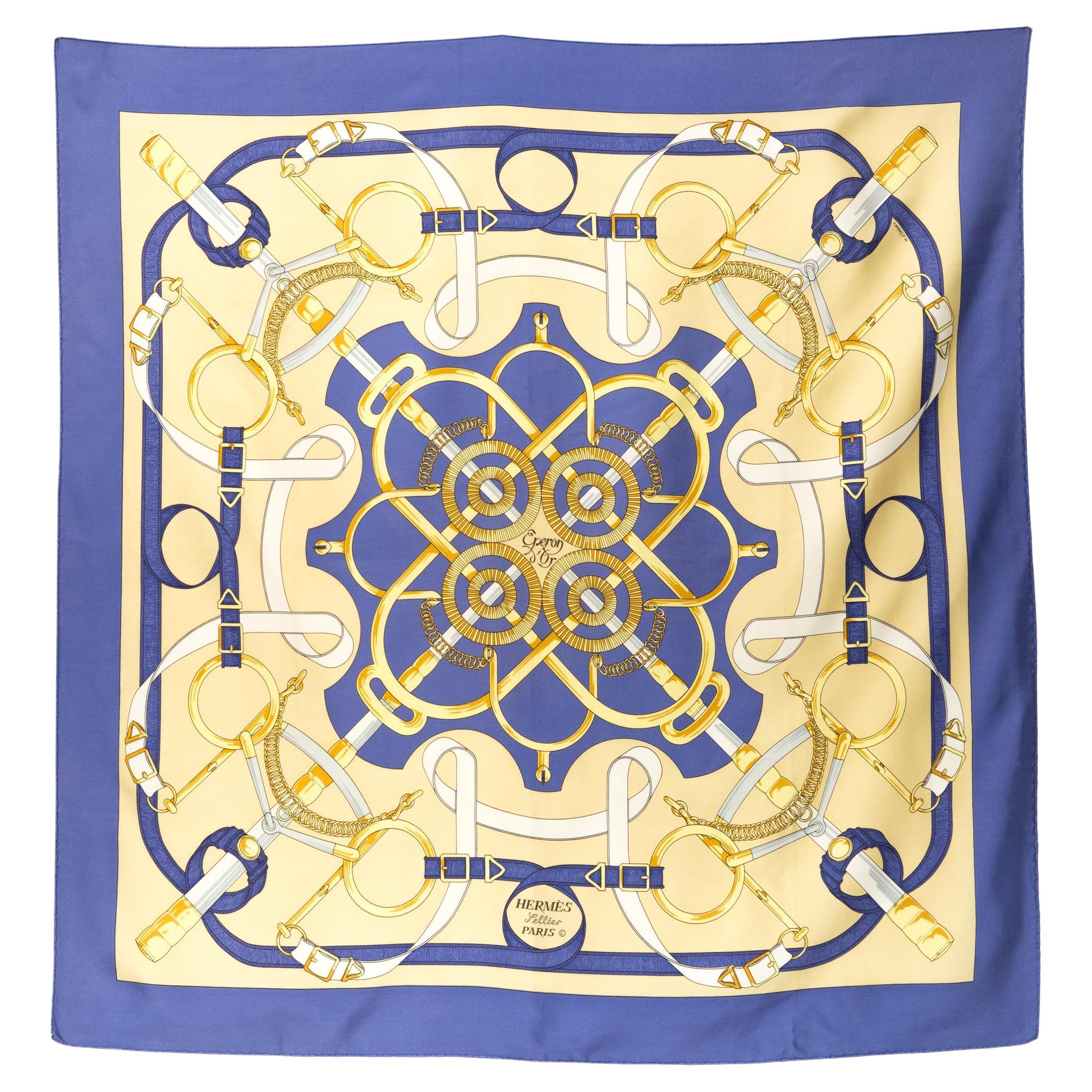 Hermes Les Eperons d Or by H dOrigny Silk Scarf For Sale at 1stDibs