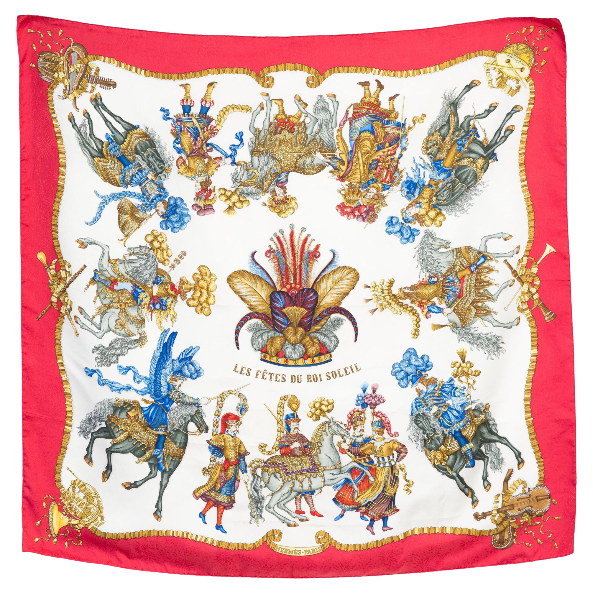 Foulard en soie Hermes Les Fetes du Roi Soleil by M Duchene