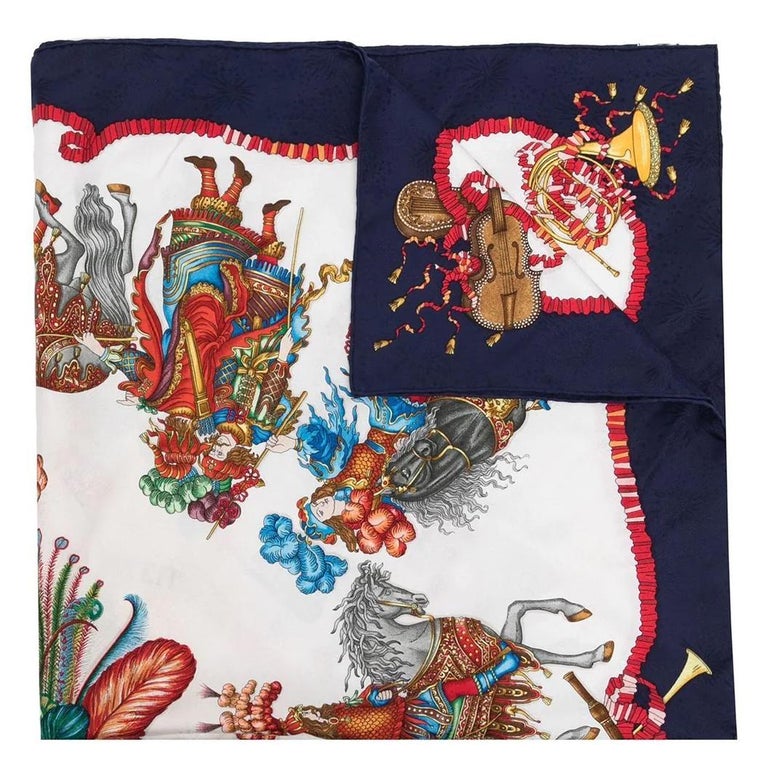 Foulard Carré HERMÈS "Les Fêtes Du Roi Soleil" - Soie - Multicouleur - Occasion - Made In France