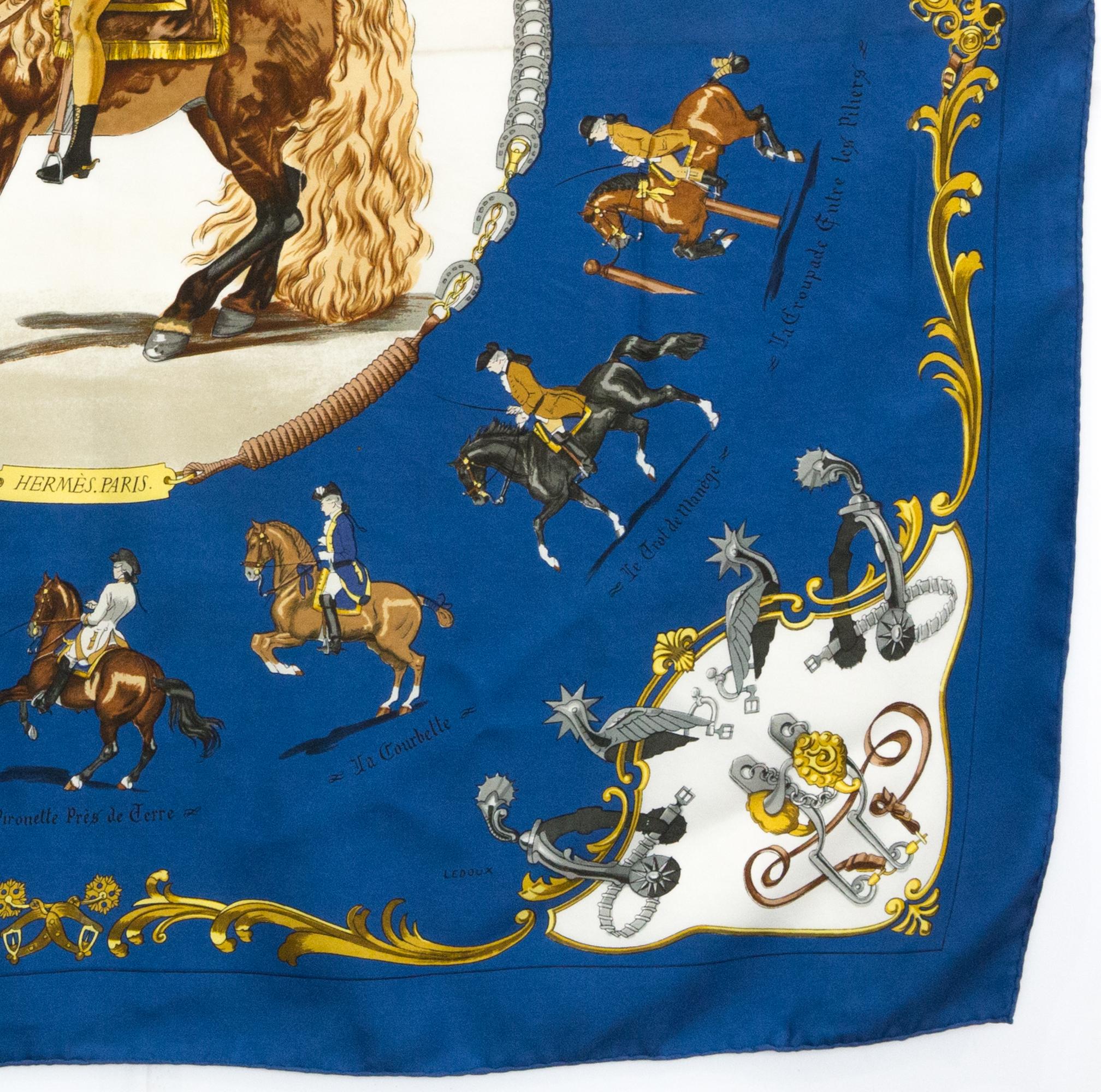 Foulard en soie Hermes Les Figures D Equitation by P LeDoux Bon état à Paris, FR