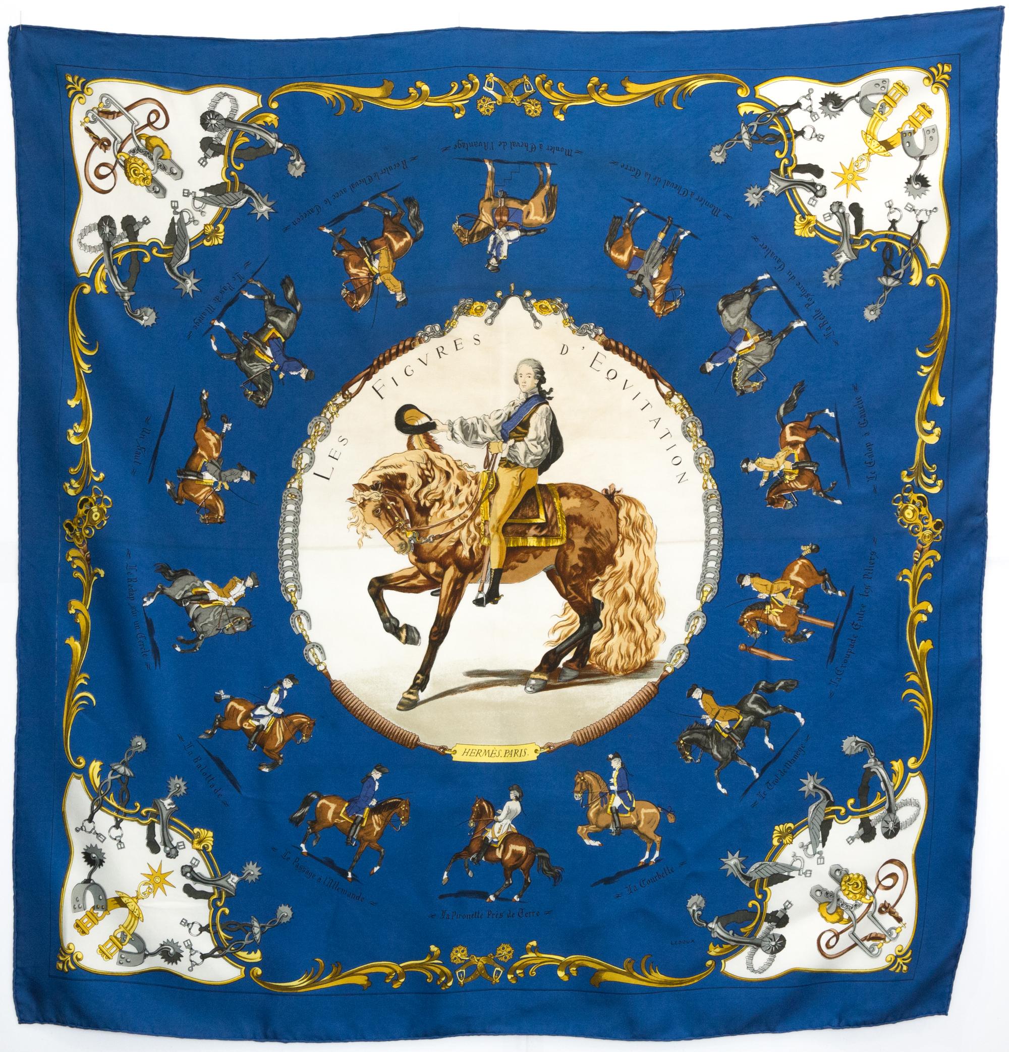  Foulard en soie Hermes Les Figures D Equitation by P LeDoux Unisexe 