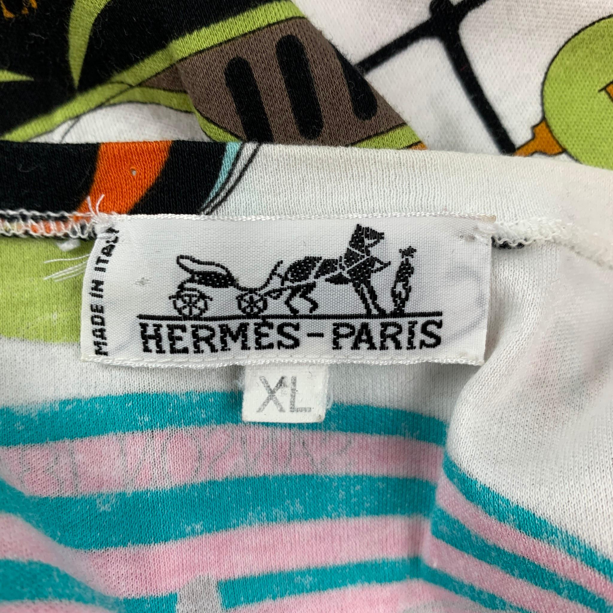 Beige HERMES Les Folies du Ciel by Loic Dubigeon Size XL Multi-Color Cotton T-shirt