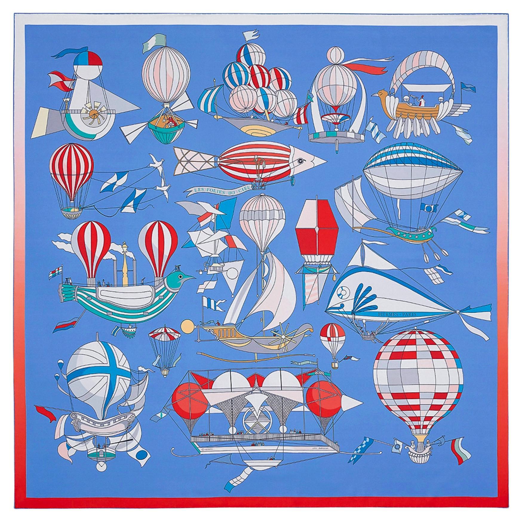 Hermès Silk Scarf Belle Ile Le Port Saint Tropez Dauchez Boats 90 cm Rare  at 1stDibs
