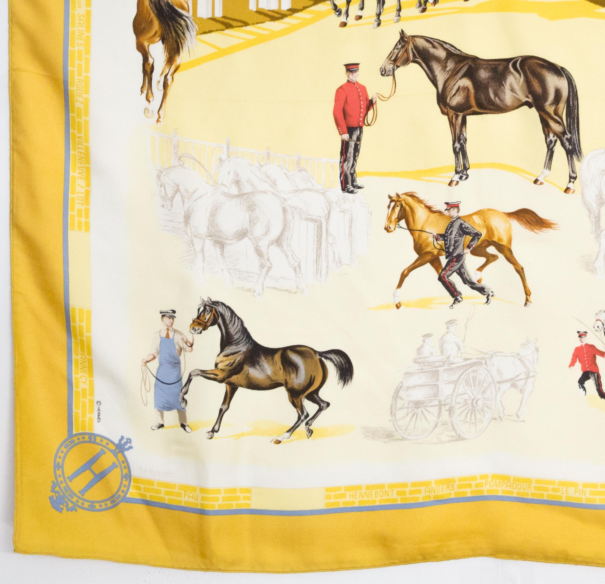 Femenino o masculino Pañuelo de seda Hermes Les Haras Nationaux by Hubert de Watrigant en venta