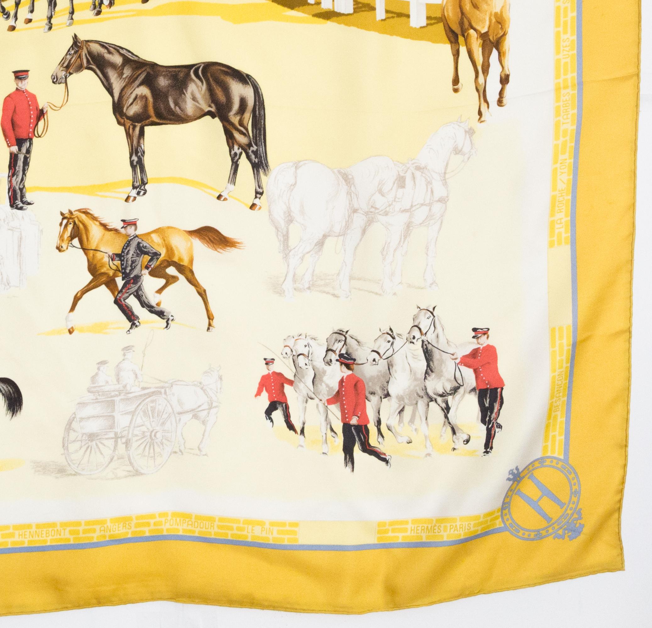 Pañuelo de seda Hermes Les Haras Nationaux by Hubert de Watrigant en venta 1