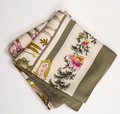 Hermes Les Jardiniers du Roy by Maurice Tranchant Silk Scarf