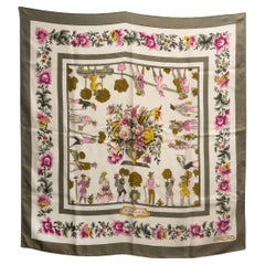 Hermes Les Jardiniers du Roy by Maurice Tranchant Silk Scarf