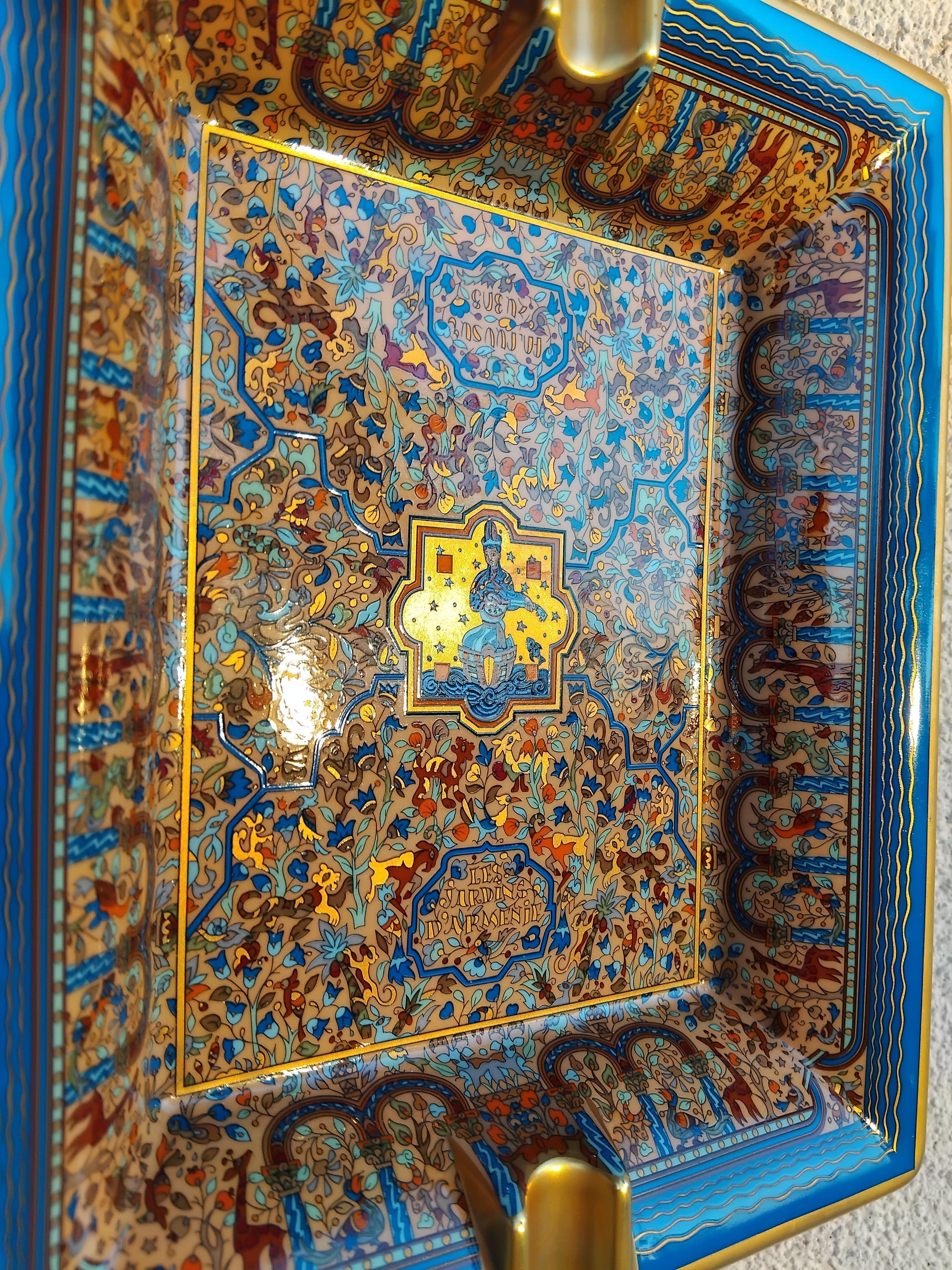 Hermès Les Jardins d'Arménie Armenia Cigar Ashtray Change Tray Porcelain Gold 9