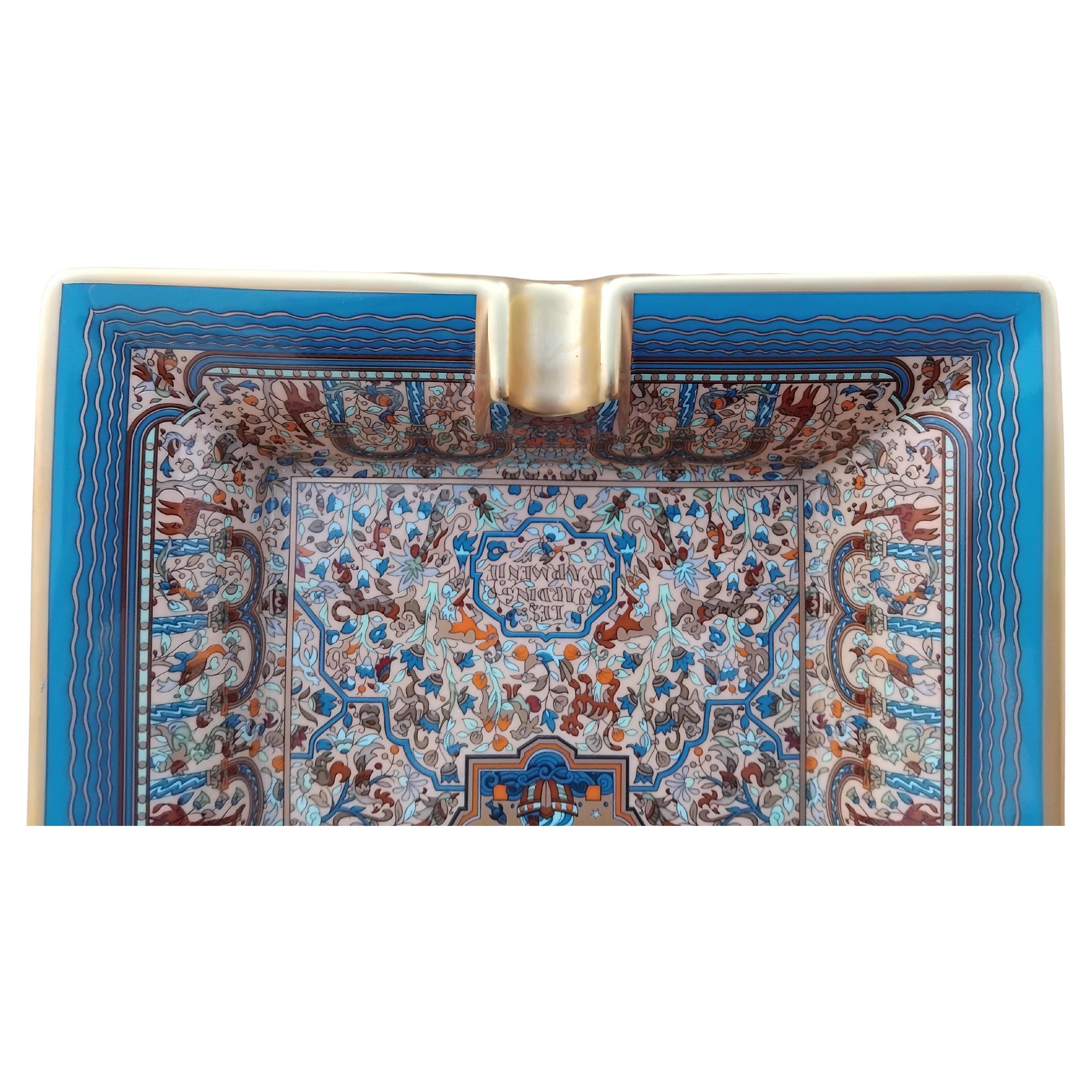 Hermès Les Jardins d'Arménie Armenia Cigar Ashtray Change Tray Porcelain Gold 4