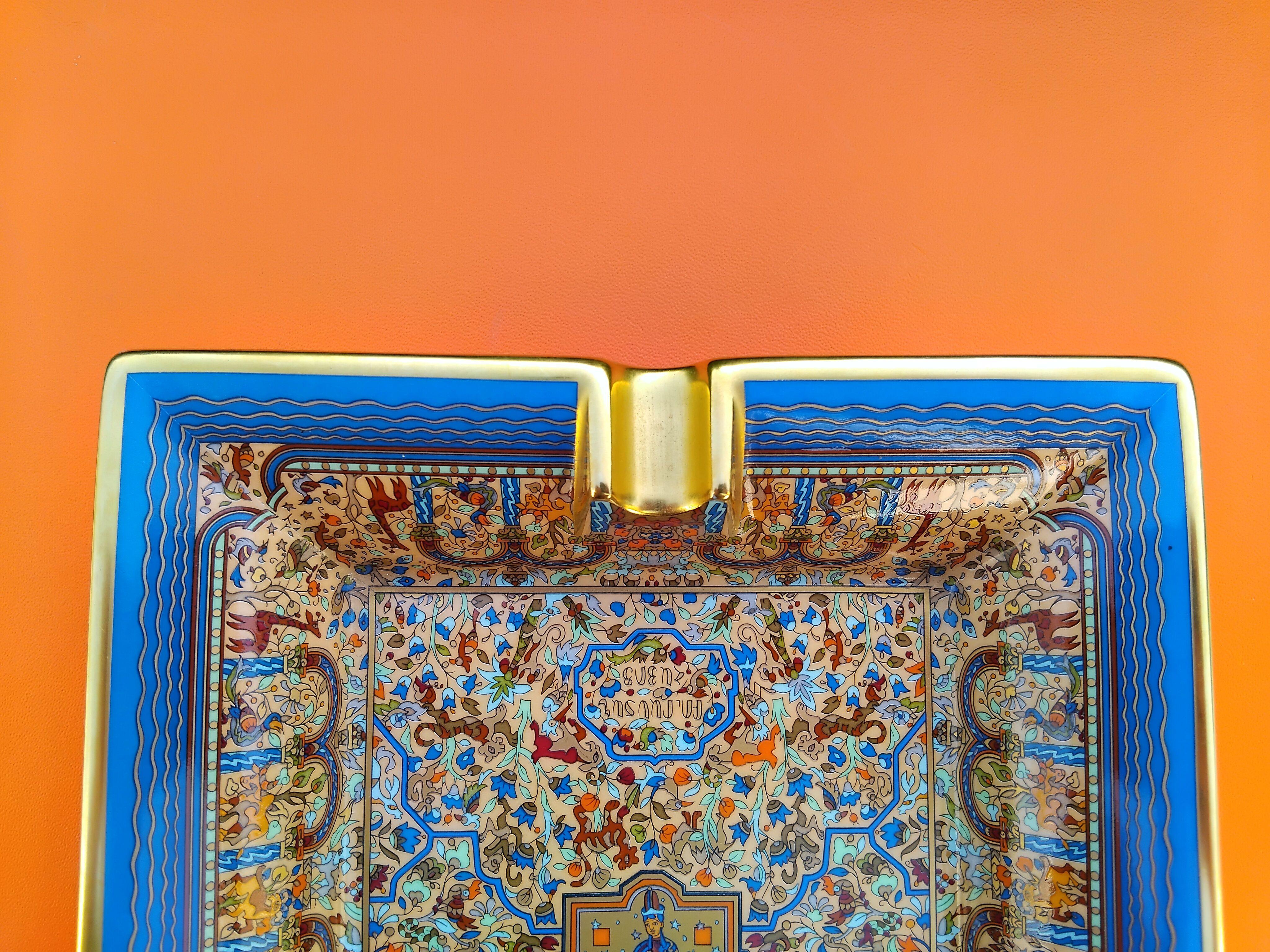 Hermès Les Jardins d'Arménie Cigar Ashtray Change Tray Porelain Gold 8