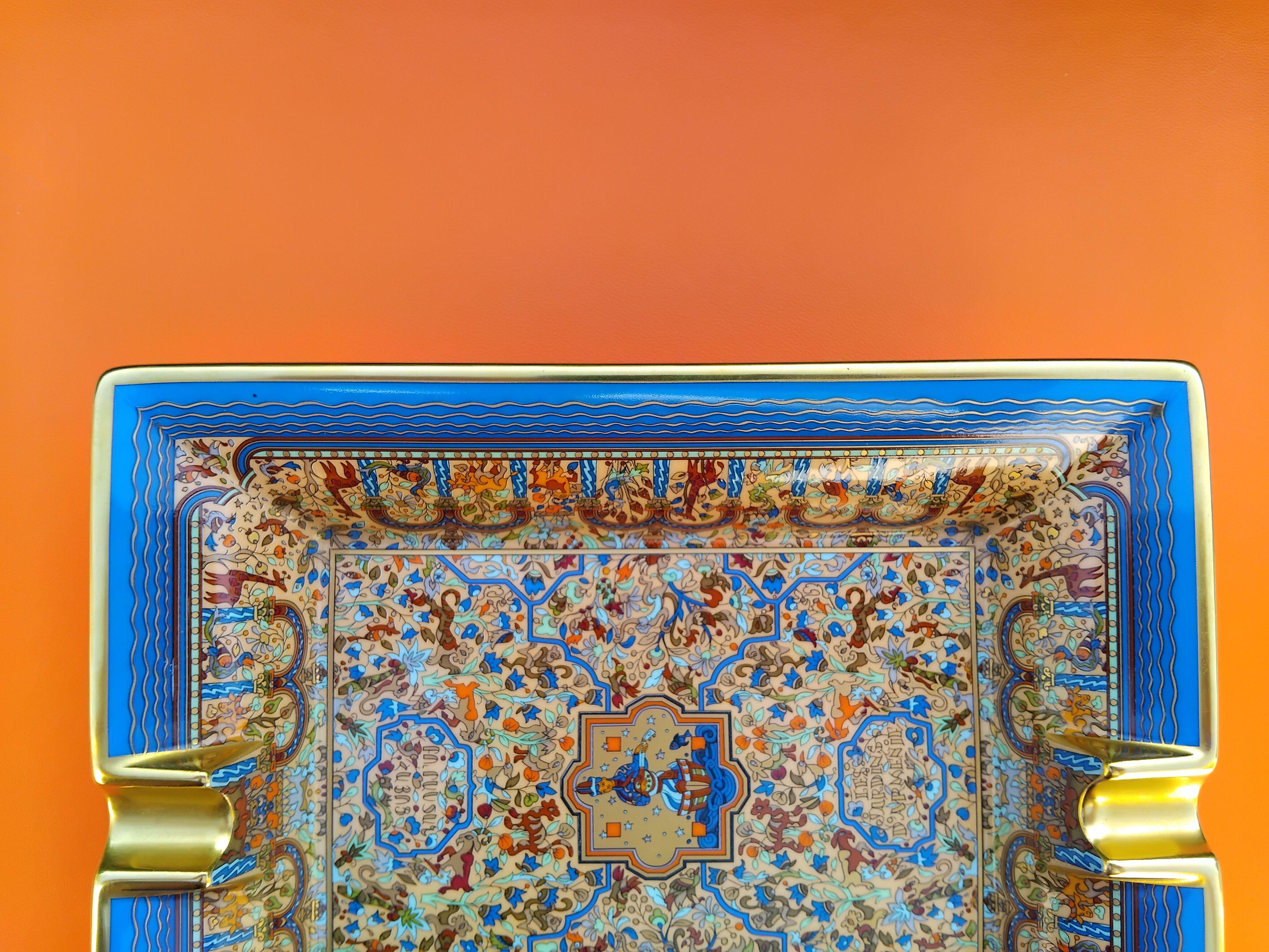 Hermès Les Jardins d'Arménie Cigar Ashtray Change Tray Porelain Gold 4