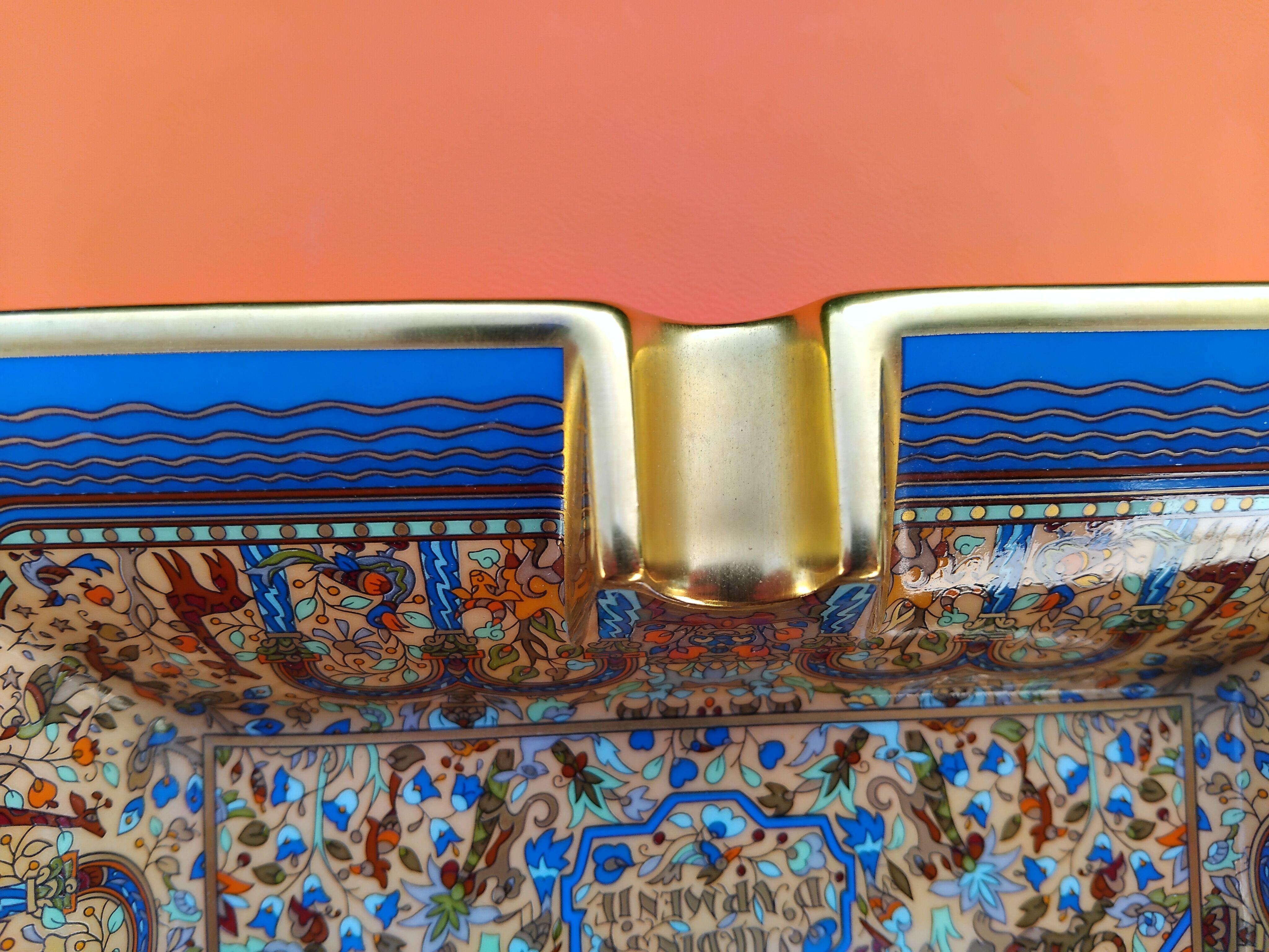 Hermès Les Jardins d'Arménie Cigar Ashtray Change Tray Porelain Gold 6