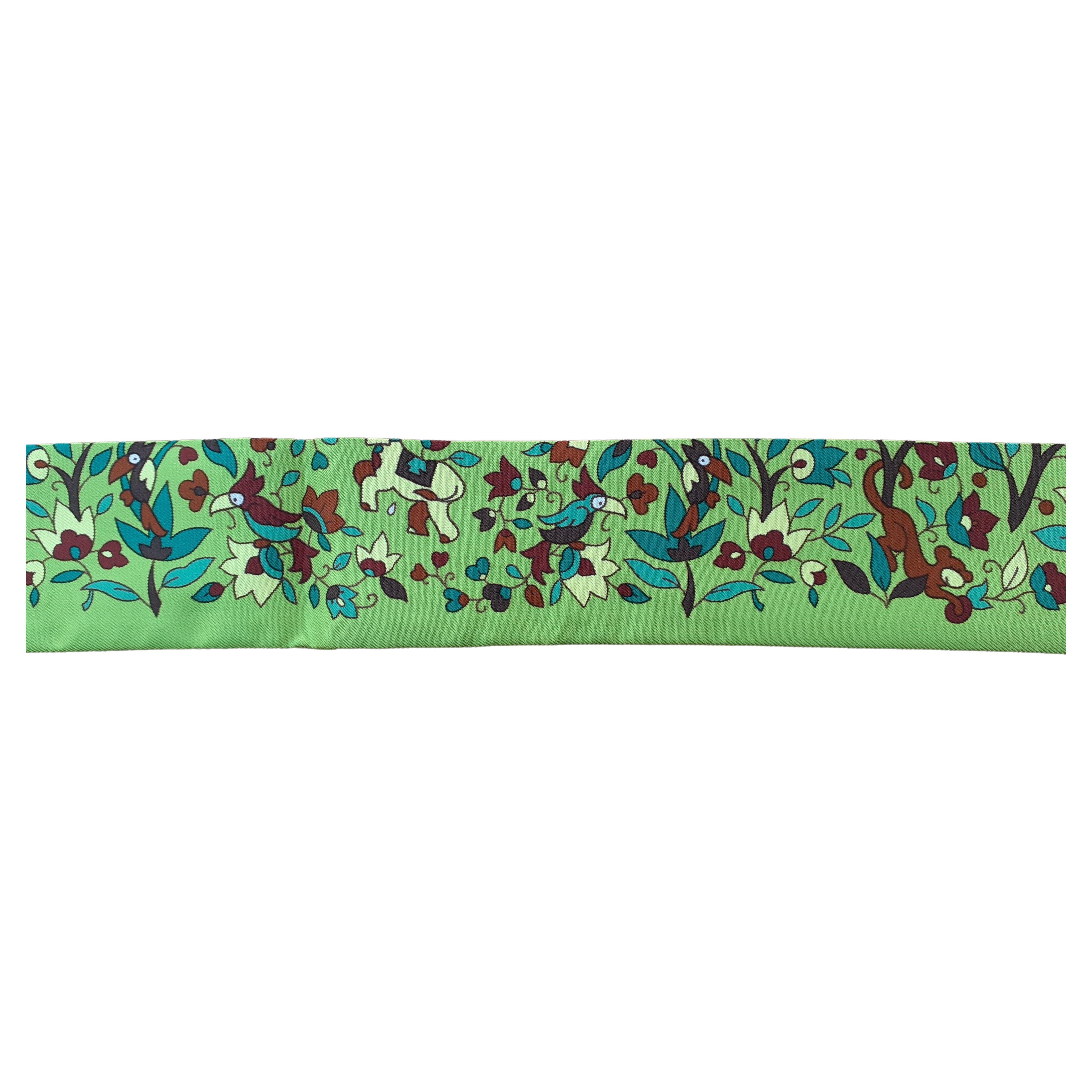 Women's Hermès Les Jardins d'Arménie Twilly Silk Scarf Green