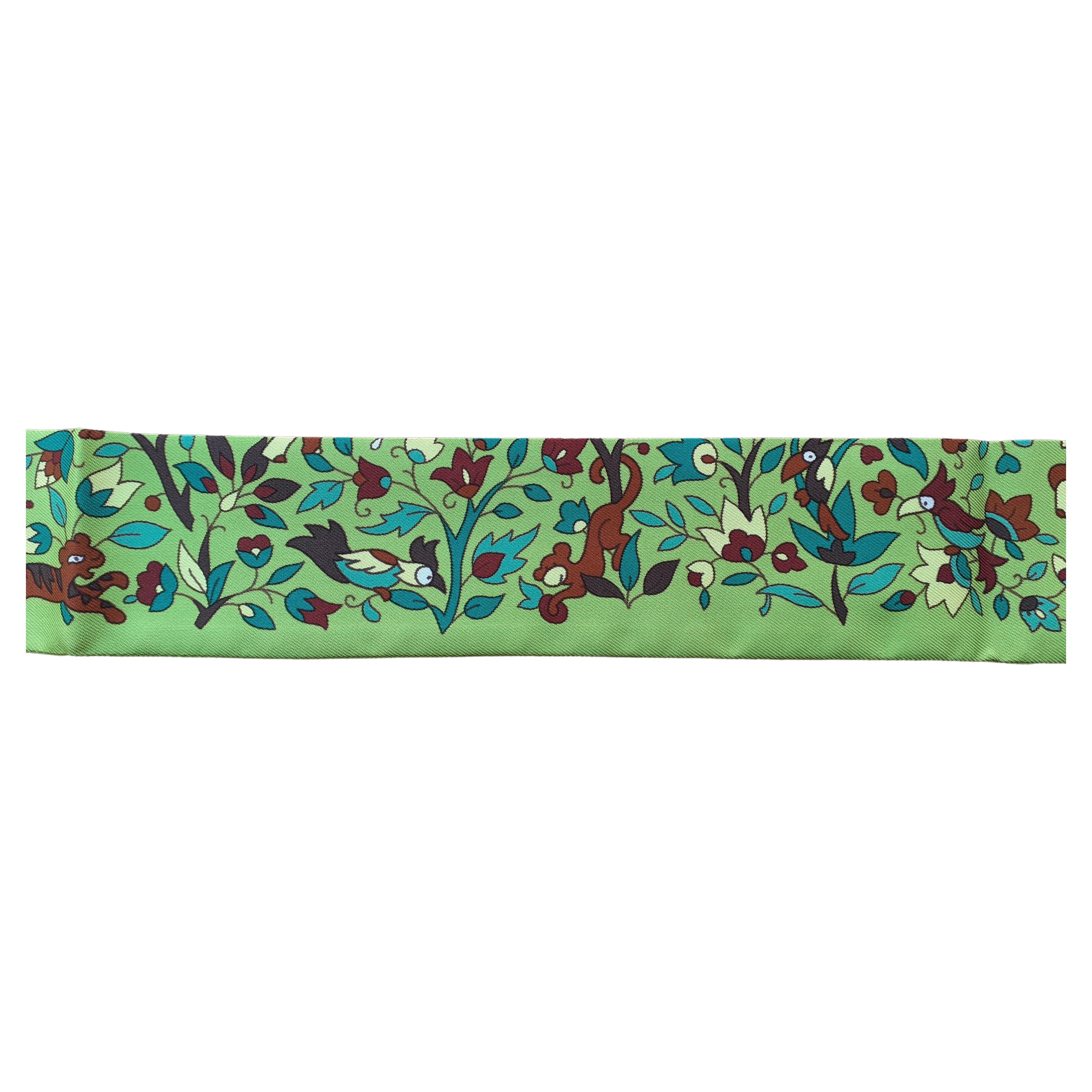 Hermès Les Jardins d'Arménie Twilly Silk Scarf Green 1