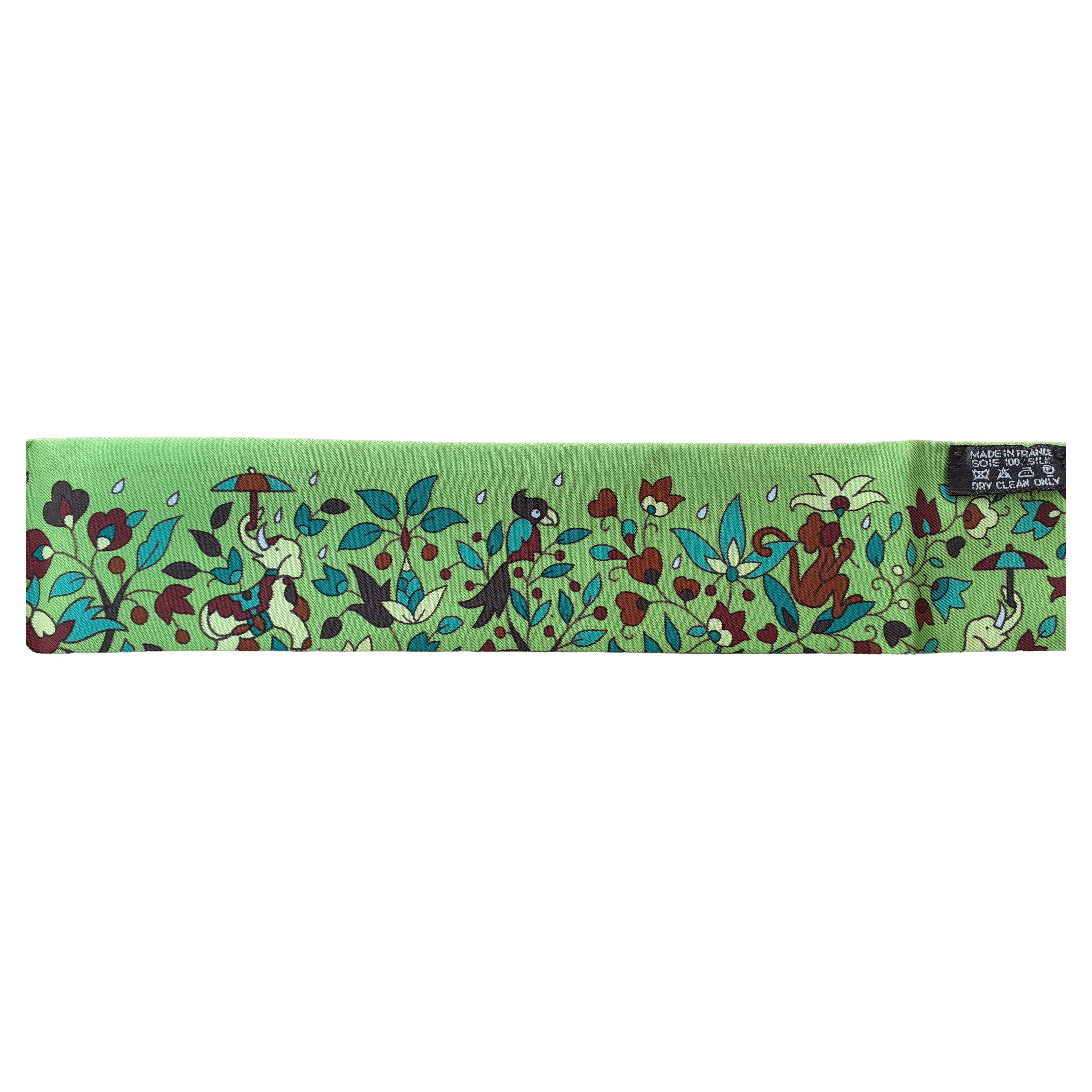 Hermès Les Jardins d'Arménie Twilly Silk Scarf Green 5