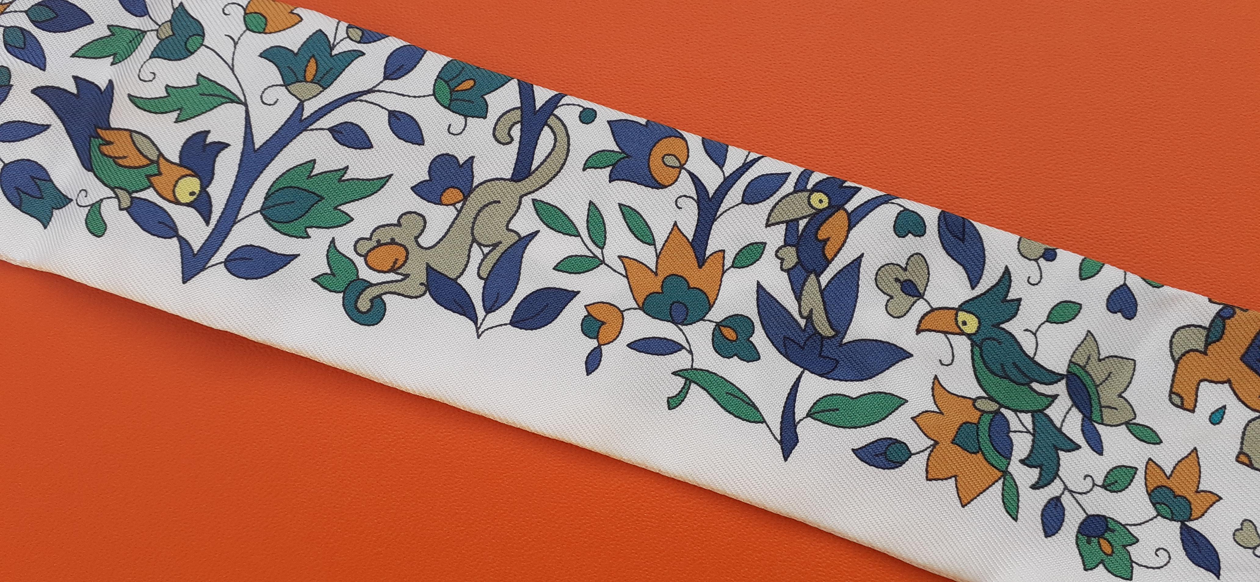 Women's Hermès Les Jardins d'Arménie Twilly Silk Scarf White Karen Petrossian