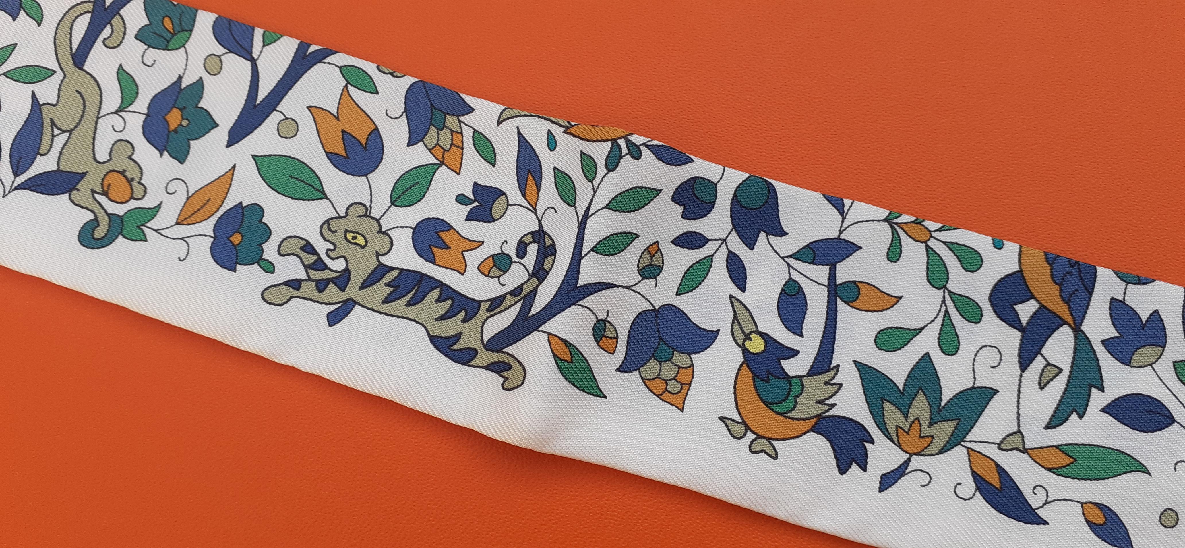 Hermès Les Jardins d'Arménie Twilly Silk Scarf White Karen Petrossian 2