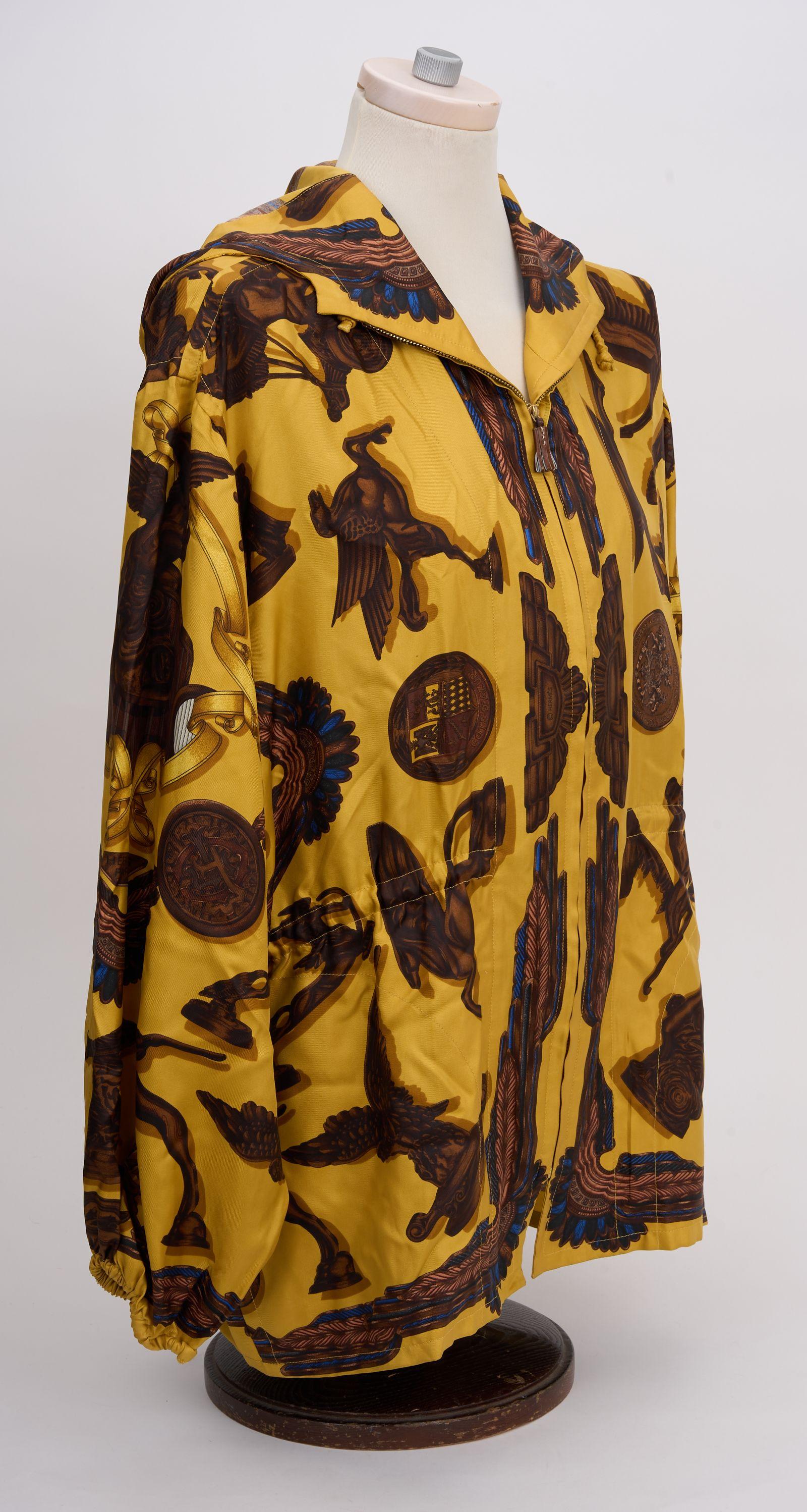 Brown Hermès Les Parures Du Vent Silk Parka For Sale