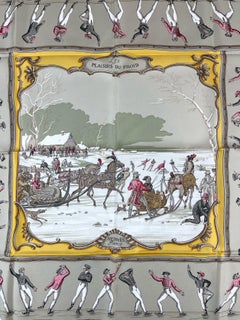 Hermès "Les Plaisirs Du Froid" Silk Twill Scarf by Hugo Grygkar, 1991.