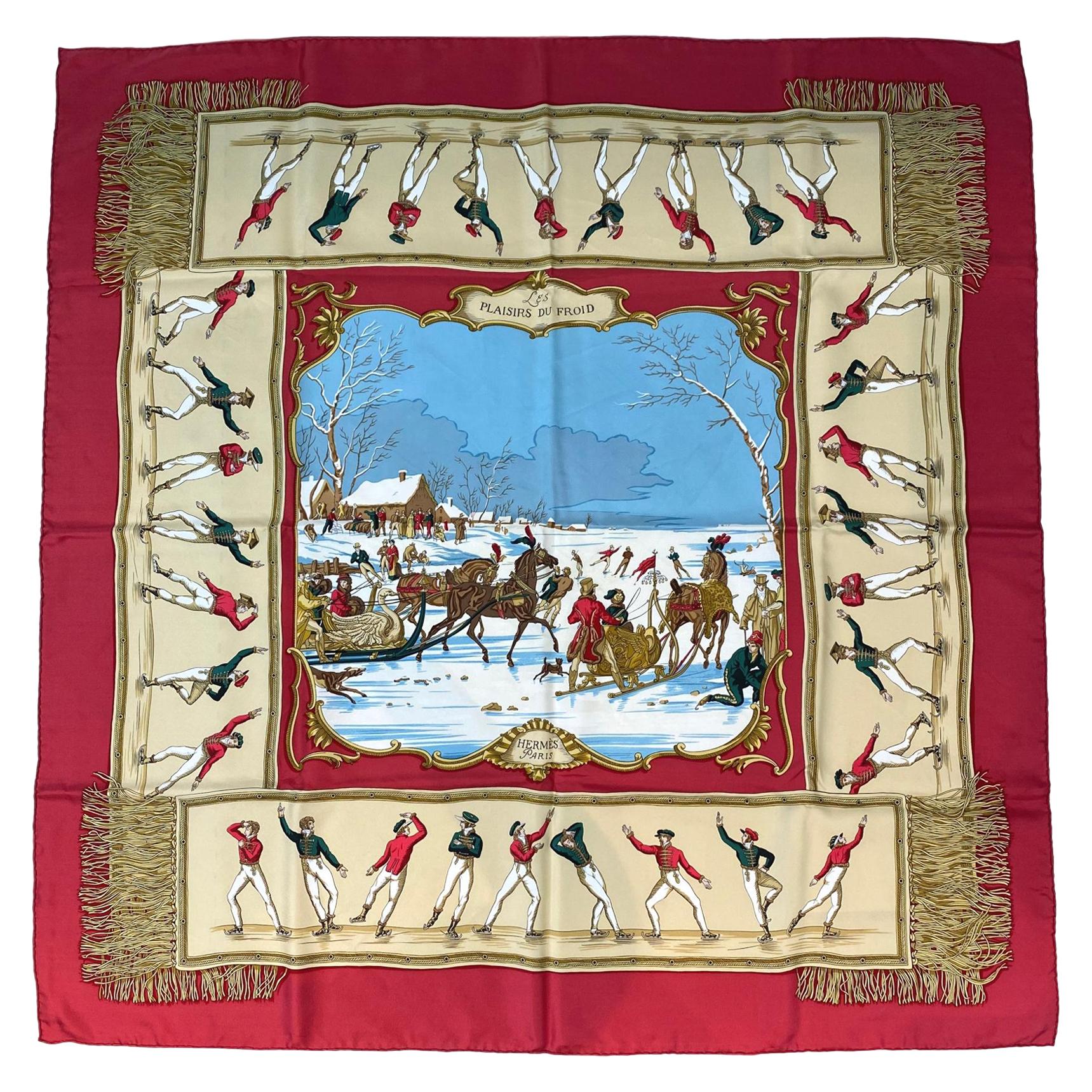 Hermès "Les Plaisirs Du Froid" Silk Twill Scarf by Hugo Grygkar 