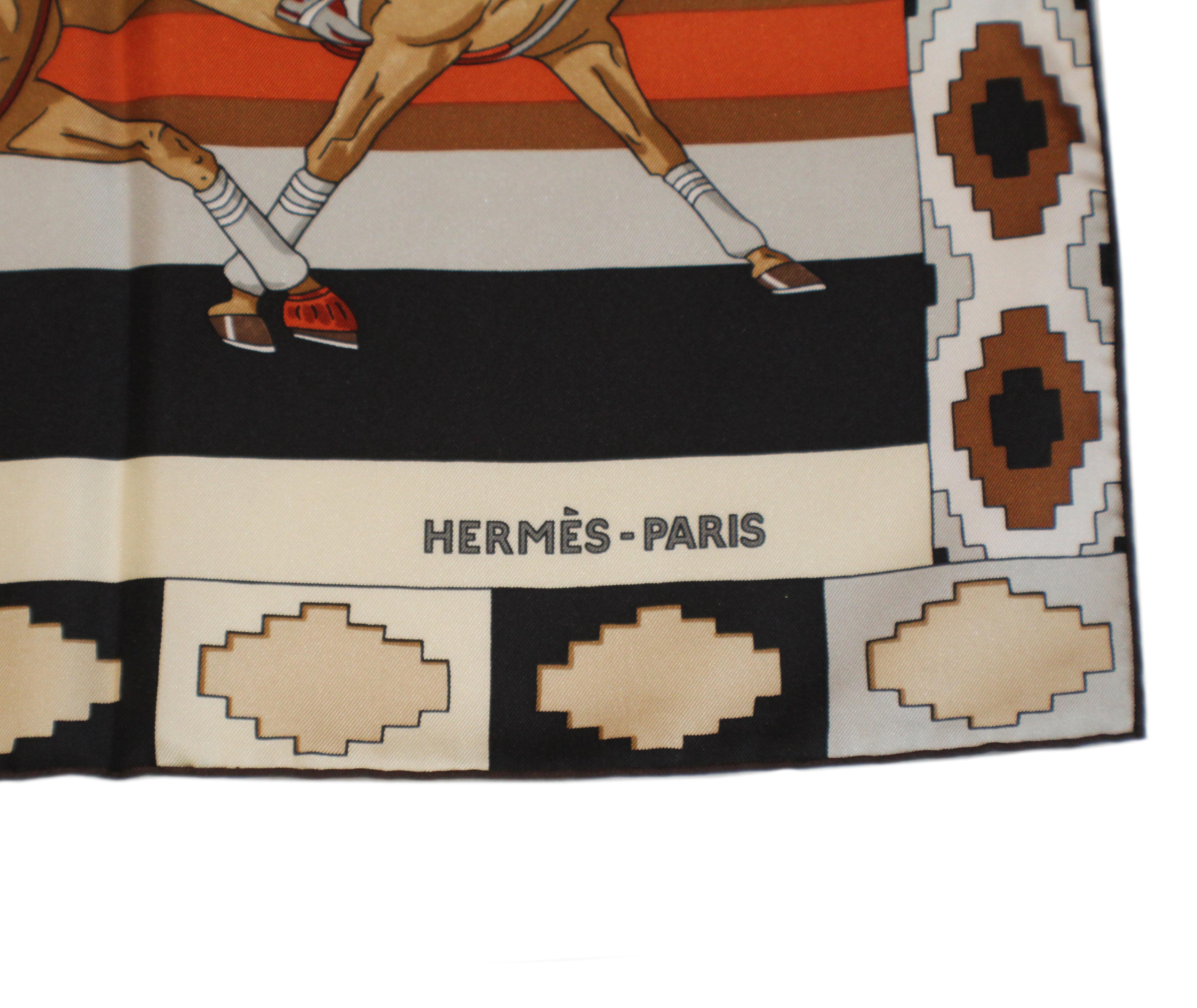 Hermes Les Poneys de Polo Silk Carre  by Hubert de Watrigant - New In Box In New Condition In Palm Beach, FL