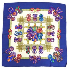 Hermes Les Rubans de Cheval Dark Blue 90cm Silk Scarf