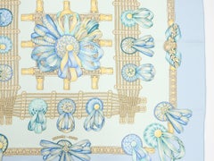 Hermes Les Rubans de Cheval Light Blue 90cm Silk Scarf