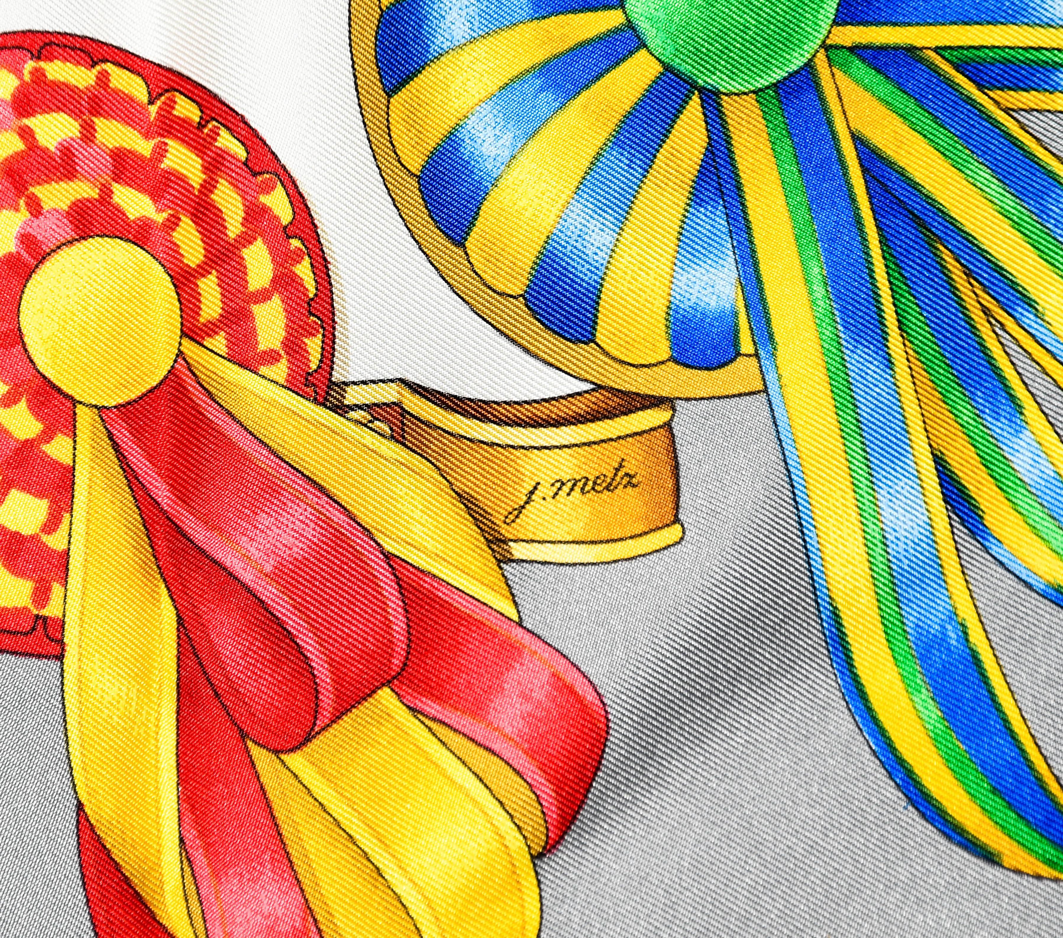 Beige Hermes Les Rubans du Cheval Silk Scarf Created By Joachim Metz