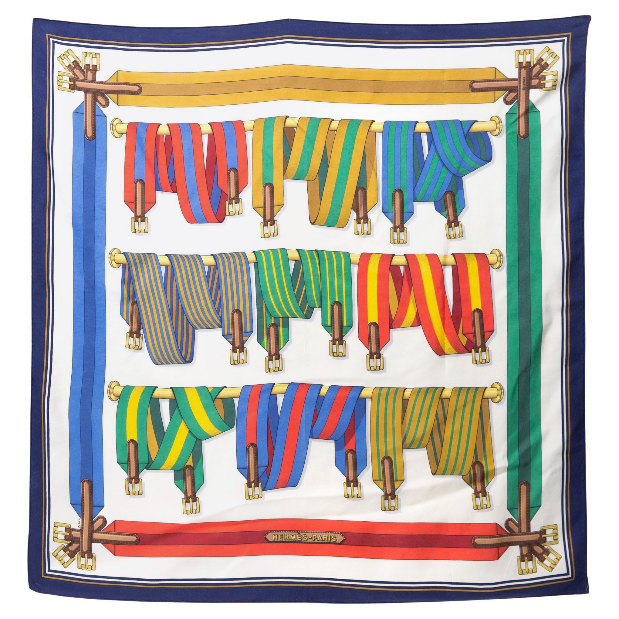 Sciarpa di seta Hermes Les Sangles by J.Metz in vendita