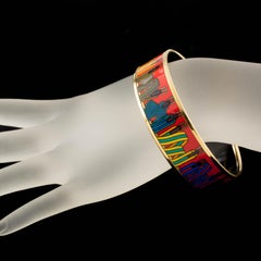 Hermes "Les Sangles" Gold-Plated Enamel Bangle, Size 8