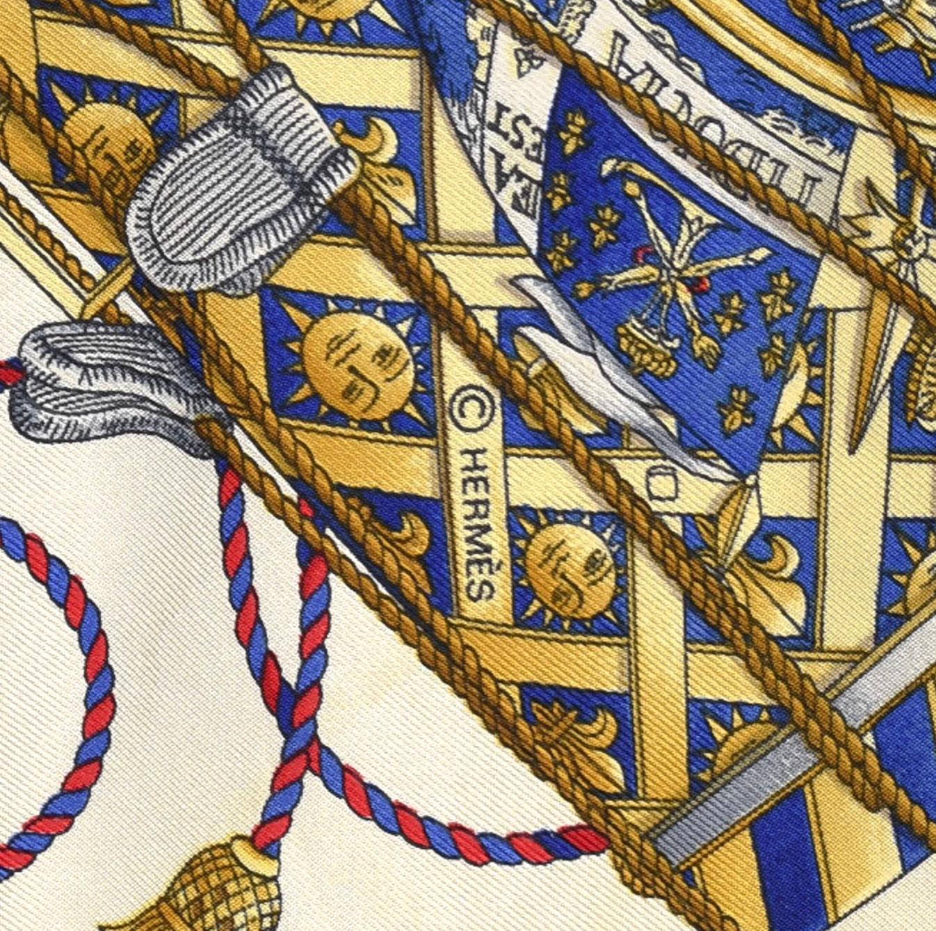Hermes Les Tambours Drums Silk Scarf Neckerchief In Good Condition In Montreal, Quebec