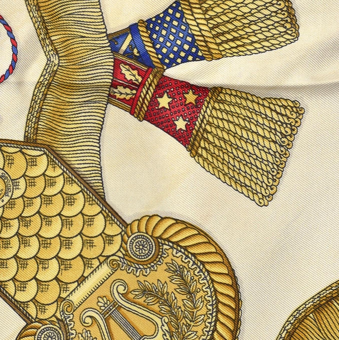Hermes Les Tambours Drums Silk Scarf Neckerchief 1